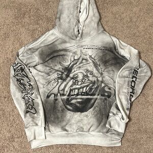 hellstar records hoodie grey